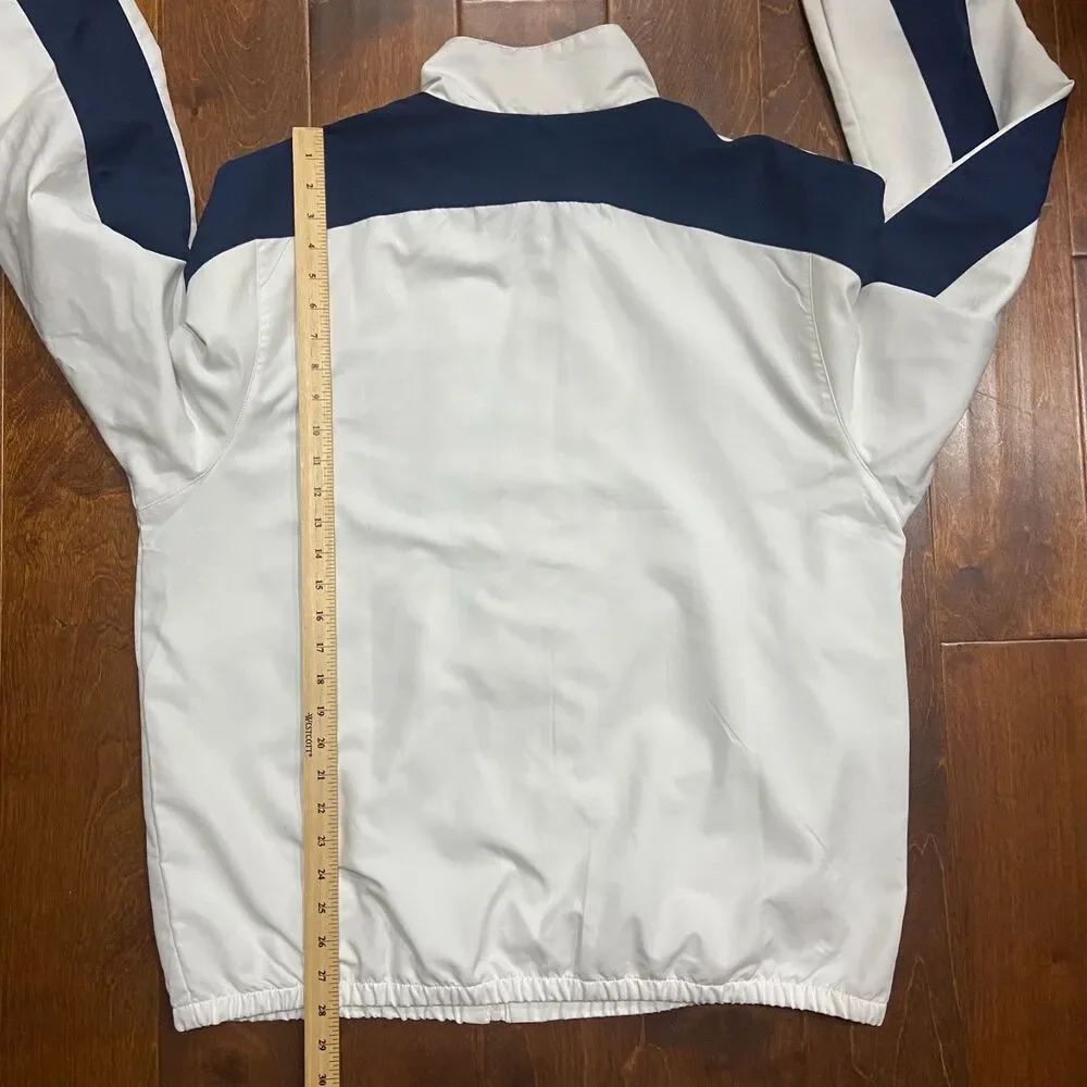 Reebok Athletic Vintage Y2K Full Zip White Navy Windbreaker Jacket Men's Size XL